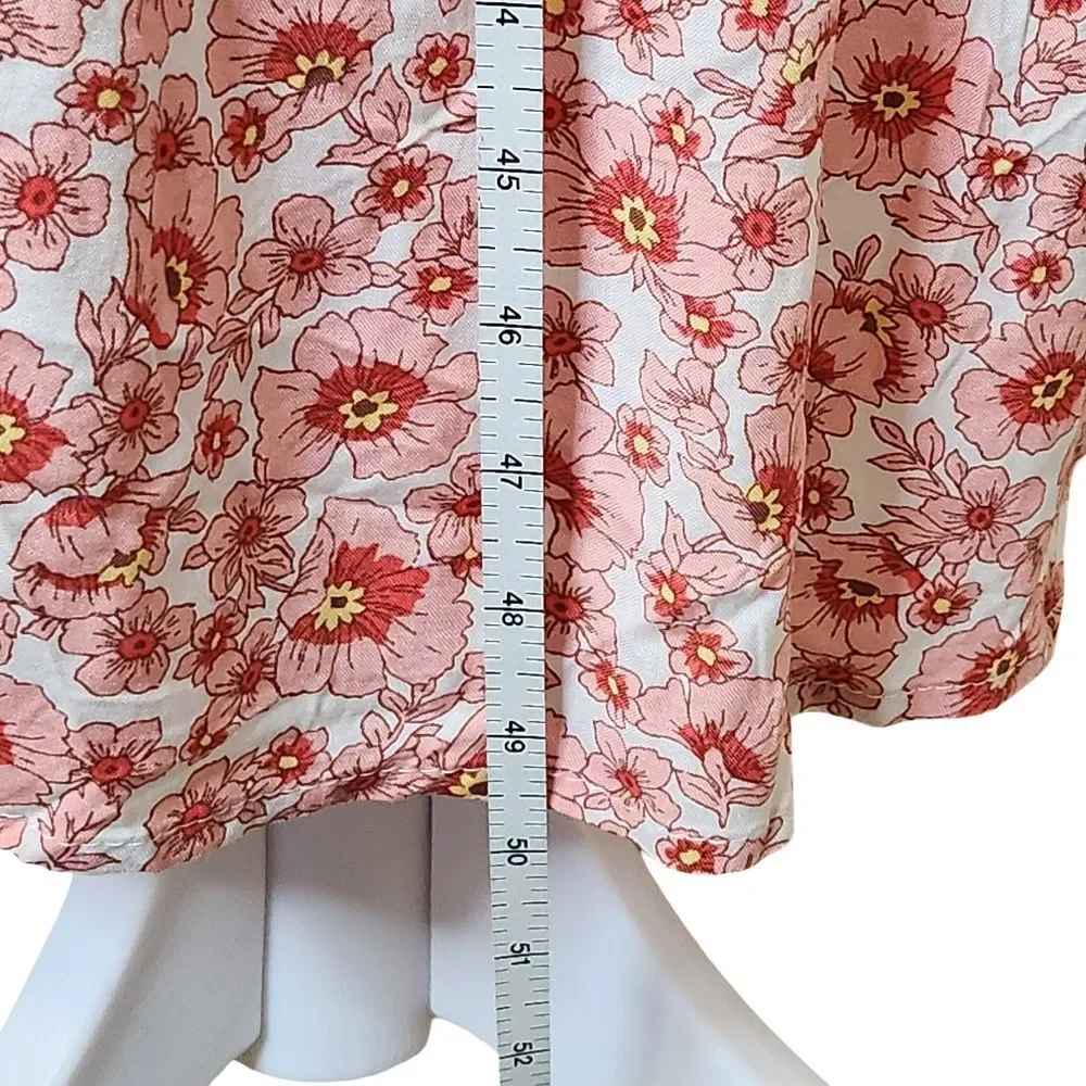 As U Wish Pink Floral High-Low Tie-Back Flutter Sleeve Dress Junior's Small NWT